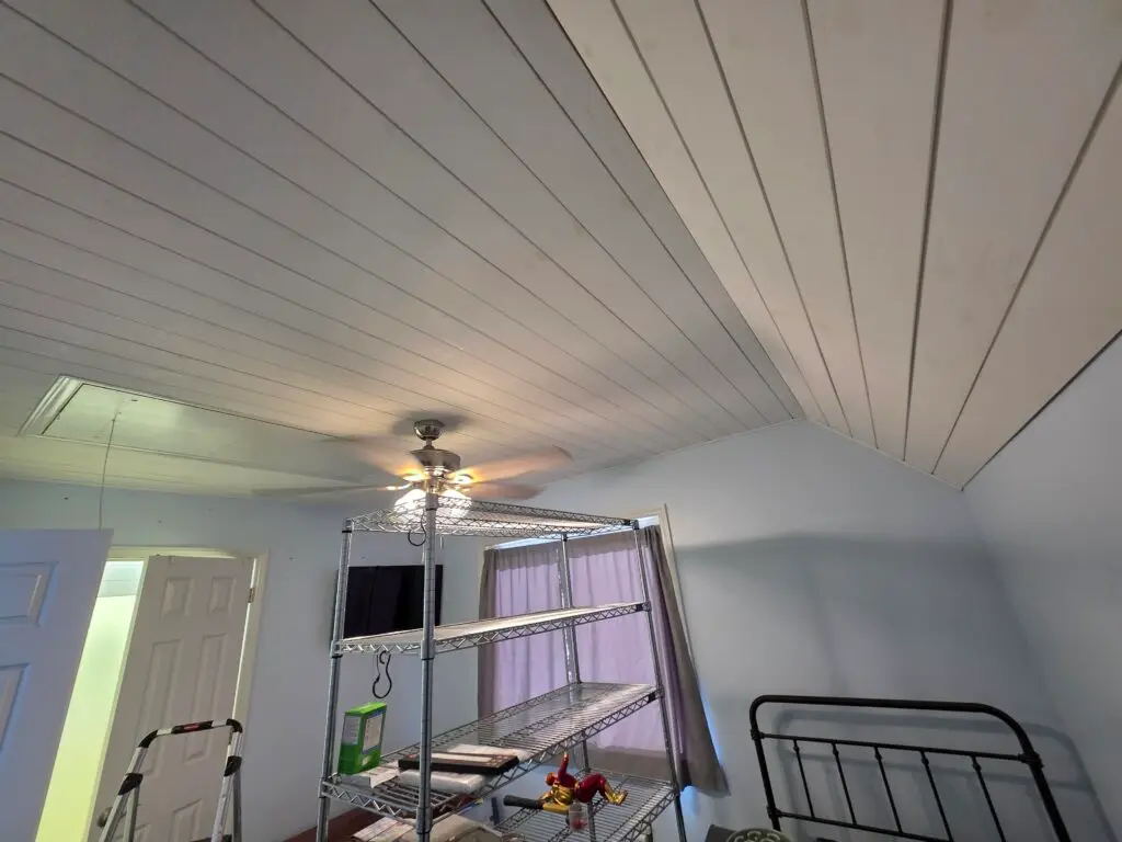 Shiplap Ceiling Installation in Norwood — lake house ceiling
